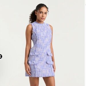 NWT Cinq à Sept Lucie Bouclé Ellisella Mini Dress Lavender Metallic Tweed Size 8